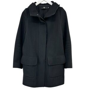 Jil Sander x Uniqlo +J Black Oversized Hooded Minimalist Wool Button Up Jacket